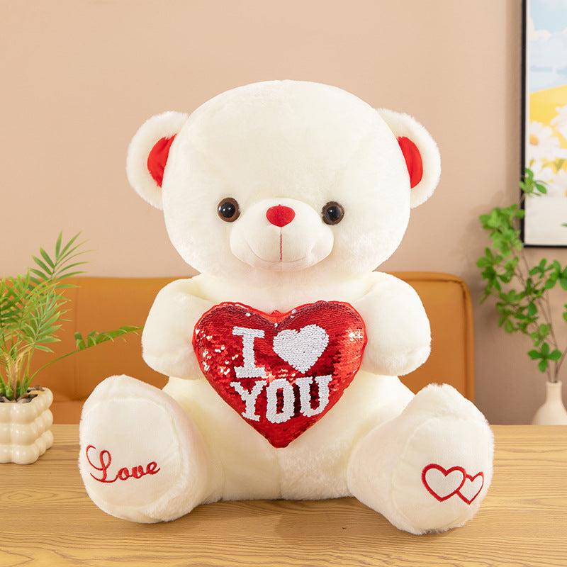 Cute Sequined Plush Teddy Bear Doll with Optional Lights