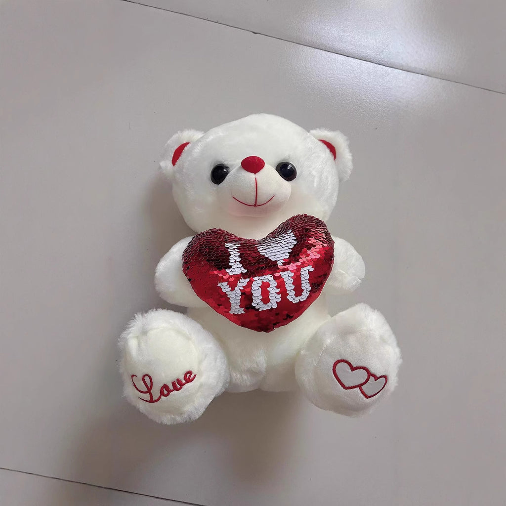 Cute Sequined Plush Teddy Bear Doll with Optional Lights