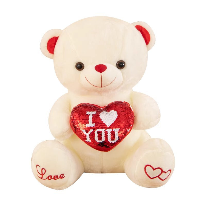 Cute Sequined Plush Teddy Bear Doll with Optional Lights