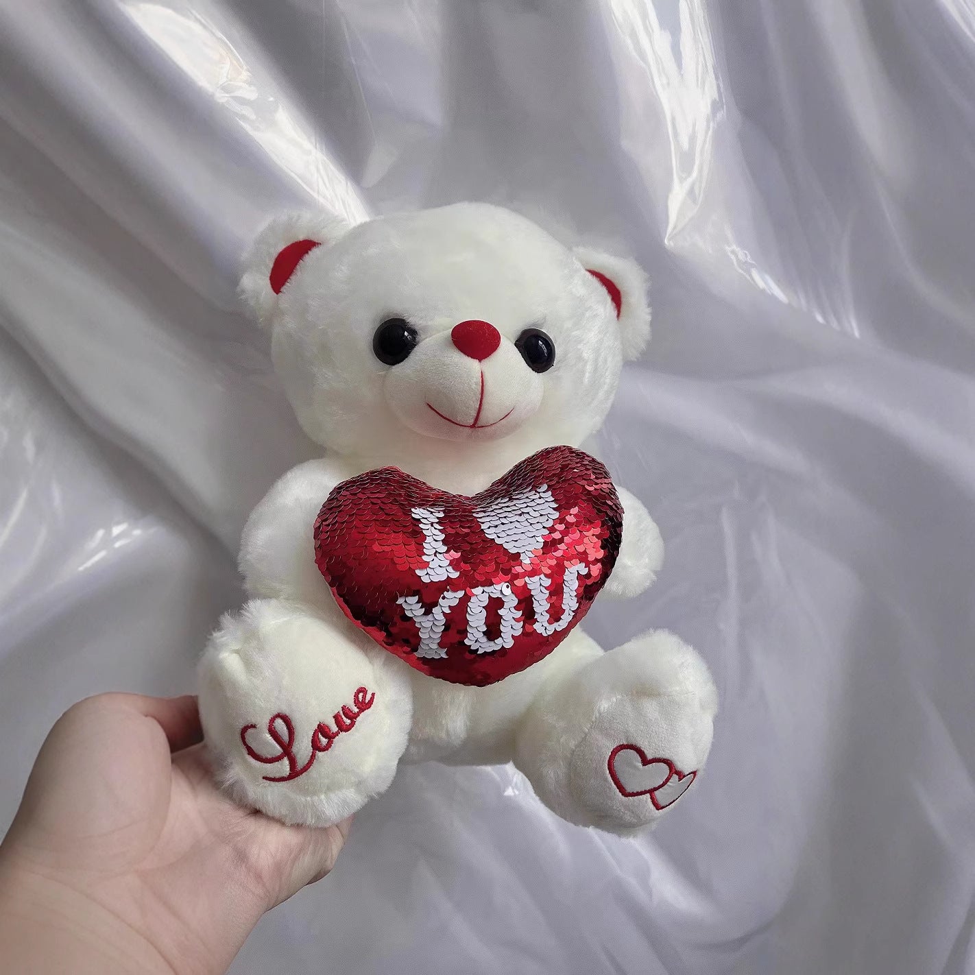 Cute Sequined Plush Teddy Bear Doll with Optional Lights