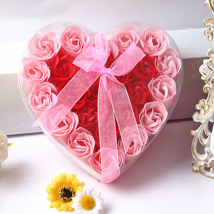 Rose-scented soap heart-shaped gift box