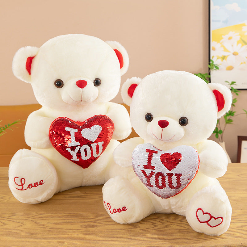Cute Sequined Plush Teddy Bear Doll with Optional Lights